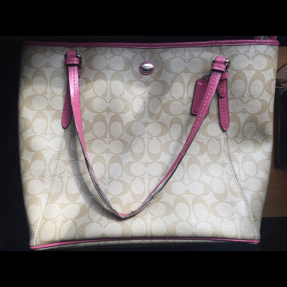 Leather Coach tote bag